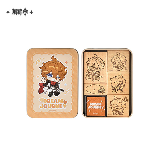 【予約受付中】原神　お星さまと幼き夢の旅シリーズ　缶入り木製スタンプ　タルタリヤ